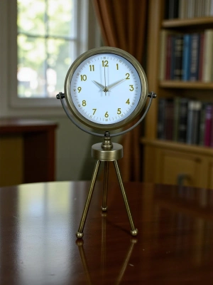 ® Eskitme Metal Gold Rakamlı Üç Ayaklı Masa Saati