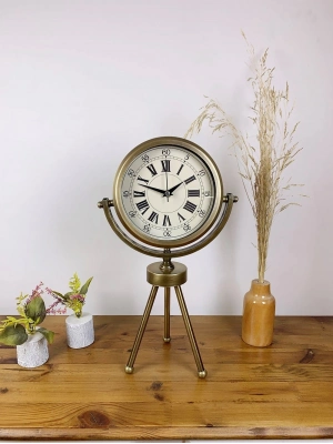 ® Eskitme Metal Mini Tripod Orient Masa Saati 45×26 cm