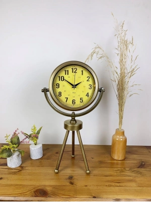 ® Eskitme Metal Mini Tripod Vira Masa Saati 45×26 cm