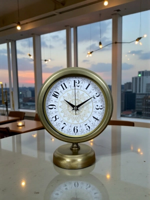 ® Eskitme Motifli 25 x 20 Cm Metal Masa Saati