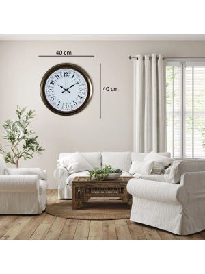 Eskitme Motifli 40 Cm Metal Duvar Saati