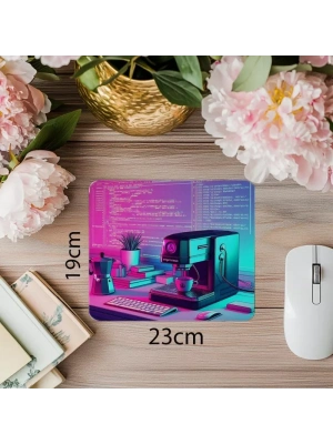 Espresso Makinesiyle Zenginleştirilmiş Kod Mouse Pad - 19x23 cm 2 mm Dikdörtgen İthal Baskılı Mouse Pad