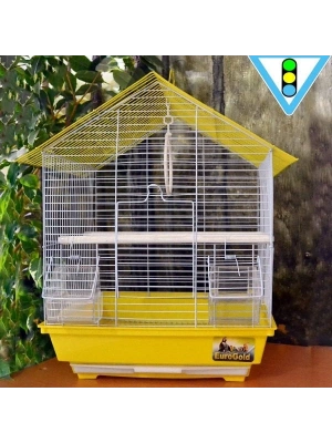 Euro Gold Üçgen Çatılı Kuş Kafesi Renkli 34.5x28x45.5 Cm