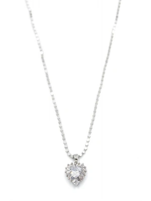 Ezme Zincir Taşlı Kolye - Gümüş