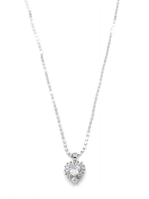 Ezme Zincir Taşlı Kolye - Gümüş