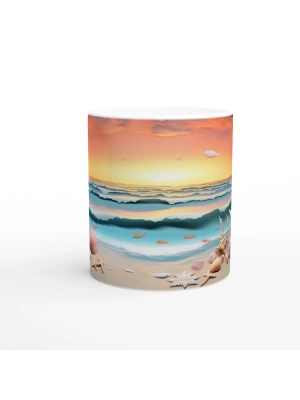 Fantastik Dalgalar ve Deniz Kabukları Su Altı Temalı Kupa Bardak