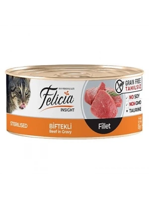 Felicia Tahılsız Biftekli Fileto Kısırlaştırılmış Konserve Kedi Maması 1 Adet 85 Gr