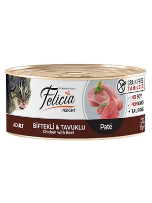 Felicia Tahılsız Biftekli Tavuklu Kıyılmış Yetişkin Konserve Kedi Maması 1 Adet 85 Gr