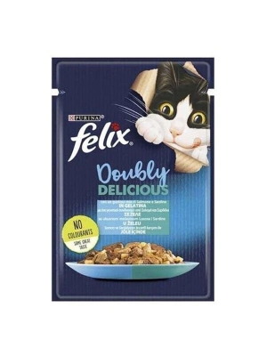 Felix Taze Somon ve Sardalya Jöleli Pouch Yetişkin Yaş Kedi Maması 1 Adet 85 Gr