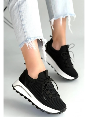 Feort Siyah Triko Bağcıklı Spor Ayakkabı