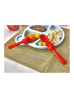 Figürlü Mama Çatal Kaşık Seti - Kırmızı