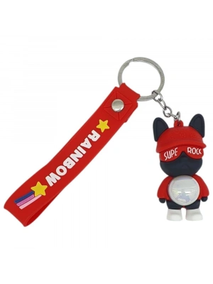 Figürlü ve Işıklı Silikon Anahtarlık -  Supe Rock - Kırmızı