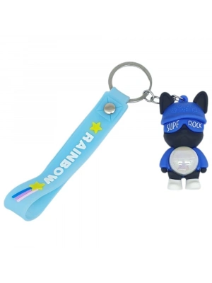 Figürlü ve Işıklı Silikon Anahtarlık -  Supe Rock - Mavi