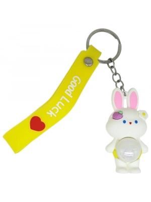 Figürlü ve Işıklı Silikon Anahtarlık -  Tavşan - Sarı