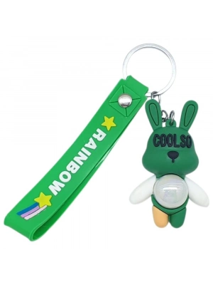 Figürlü ve Işıklı Silikon Anahtarlık -  Tavşan - Yeşil