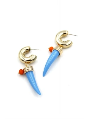 Fildişi Halka Küpe - Mavi