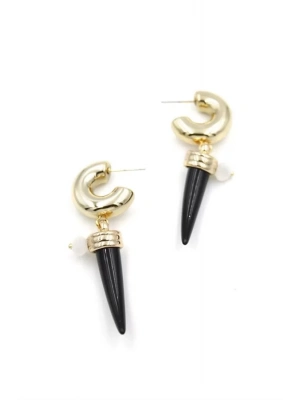 Fildişi Halka Küpe - Siyah