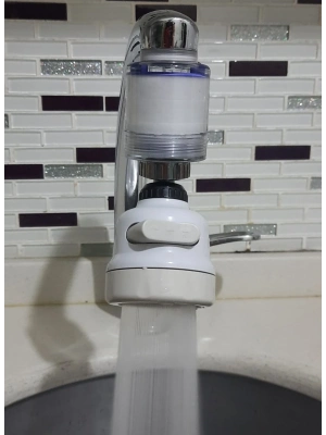 Filtreli Kireç Önleyici 360 Derece Dönen Hareketli Musluk Başlığı - 3 Fonksiyonlu - Krem