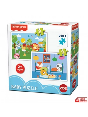 Fisher Price Bebek Puzzle baby puzzle railway & bedtime 2 in 1 24 ve 12 parça 2+