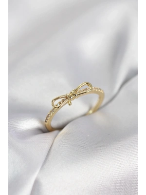 ® Fiyonk Model Zirkon Taşlı Gold Renk Kadın Yüzük