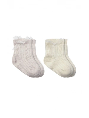 Fiyonklu Penye Soket Çorap 2li 10149 Taş