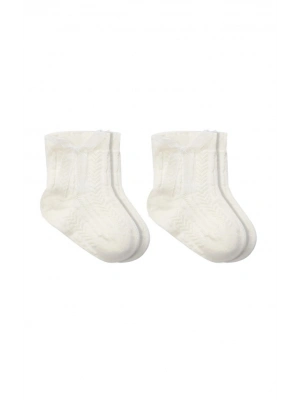 Fiyonklu Penye Soket Çorap 2li 10150 Ekru