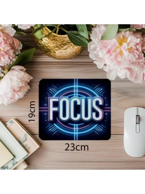 Focus Yazılı Beyaz Neon Mousepad - 19x23 cm 2 mm Dikdörtgen İthal Baskılı Mouse Pad