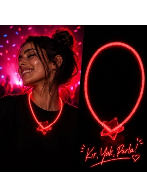 Fosforlu Yıldız Parti Kolyesi – Neon Işıklı Kolye Kırmızı Renk