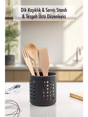 Füme Silindir Dik Kaşıklık &  Tezgah Üstü Düzenleyici & Servis Standı