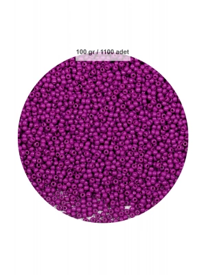 Fuşya Renk 4 mm Yaklaşık 1100 adet / 100 gram Cam Boncuk Oya Yazma Bileklik ve Kolye