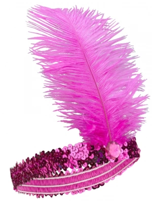 Fuşya Renk Çarliston Saç Bandı