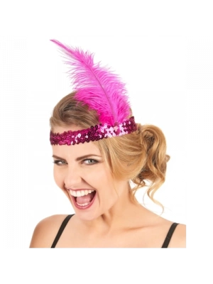 Fuşya Renk Çarliston Saç Bandı