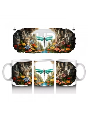 Fütüristik Mekânda Uçan Yusufçuk – Baskılı Kahve Kupası