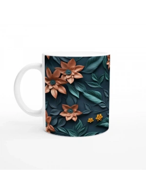 Gece Bahçesi Çiçek Desenli Kupa Bardak