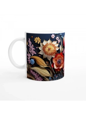 Gece Bahçesi Çiçekli Kupa Bardak