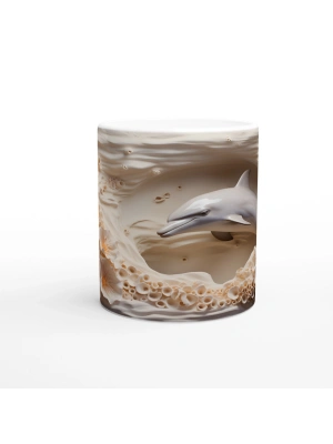 Gece Deniz Manzaralı Yunus Desenli Su Altı Temalı Kupa Bardak