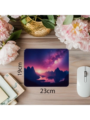 Gece Gökyüzü Temalı Space Mouse Pad - 19x23 cm 2 mm Dikdörtgen İthal Baskılı Mouse Pad
