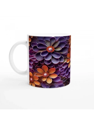 Gece Işıltısı Çiçekli Kupa Bardak