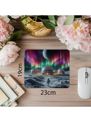Gece Yürüyüşlü Ay Üssü Mouse Pad - 19x23 cm 2 mm Dikdörtgen İthal Baskılı Mouse Pad