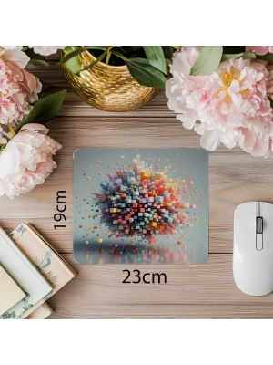 Geometrik Patlama Efektiyle Minimal Mouse Pad - 19x23 cm 2 mm Dikdörtgen İthal Baskılı Mouse Pad