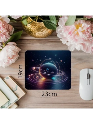 Geometrik Solar Sistem Tasarımlı Mouse Pad - 19x23 cm 2 mm Dikdörtgen İthal Baskılı Mouse Pad
