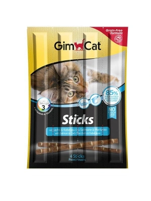 Gimcat Sticks Somon ve Morina Balıklı Kedi Ödül Çubuğu 1 Adet 4x20 Gr