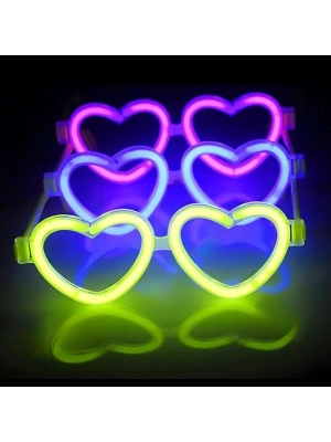 Glow Kalpli Fosforlu Gözlük 6’lı Renkli Set – Neon Parti