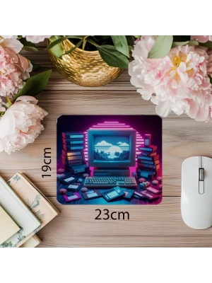 Glowing Floppy & Monitor Mousepad Tasarımı - 19x23 cm 2 mm Dikdörtgen İthal Baskılı Mouse Pad