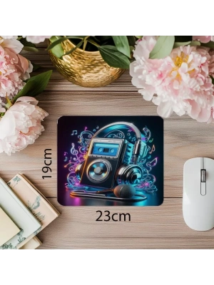 Glowing Kulaklıklı Nostalji Mouse Pad - 19x23 cm 2 mm Dikdörtgen İthal Baskılı Mouse Pad