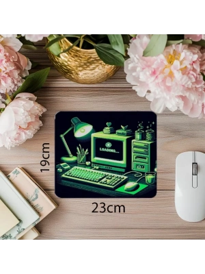 Glowing Retro PC Mousepad – Minimal Işıklar - 19x23 cm 2 mm Dikdörtgen İthal Baskılı Mouse Pad