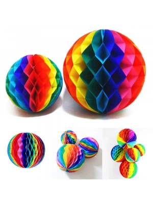 Gökkuşağı Renkli 30 Cm Rengarenk Kağıt Süs Fener 1 Adet