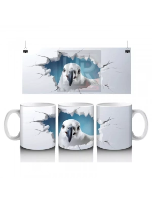 Gökyüzü Temalı Çatlak Duvar Arasında Kartal Figürü - Baskılı kahve kupası