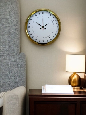 ® Gold 40 Cm Metal 24 Saat Göstergeli Özel Tasarım Duvar Saati