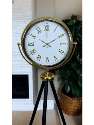 ® Gold Göz Alıcı Tripod Ayaklı Duvar Saati